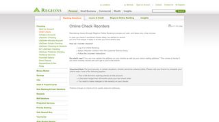 Online Check Reorders | Regions