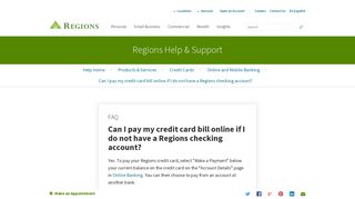 Can I pay my credit card bill online if I do not have a Regions checking ...