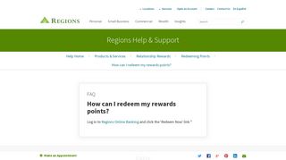 How can I redeem my rewards points? | Regions | Regions
