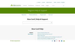 Now Card | Help & Support | Regions