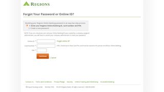 Forgot Your Password or Online ID? - Reset Your Regions Online ...