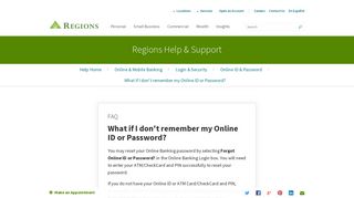 What if I don't remember my Online ID or Password? | Regions