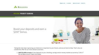 Boost your deposits and earn a $200* bonus. - Regions
