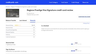 Regions Prestige Visa Signature Credit Card Review - CreditCards.com