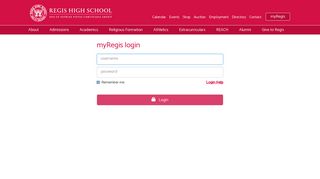 Regis High School: myRegis Login