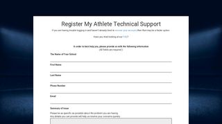 Contact Support - Register My Athlete