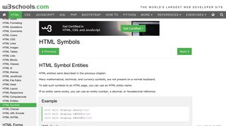 HTML Symbols - W3Schools