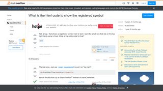 What is the html code to show the registered symbol - Stack Overflow