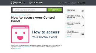 How to access the Online Control Panel - Register365