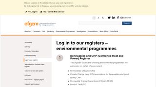Log in to our registers – environmental programmes | Ofgem