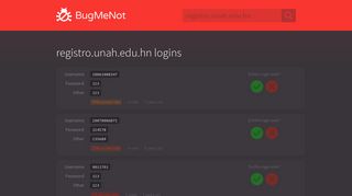 registro.unah.edu.hn passwords - BugMeNot