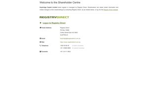 the Shareholder Centre - Registry Direct - Australian Share Registry