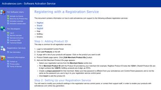 Registering a Product with a Software Registration Service ...