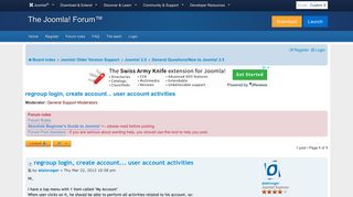 regroup login, create account... user account activities - Joomla ...