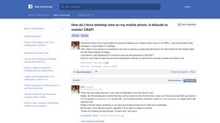 How do I force desktop view on my mobile phone. It ... - Facebook