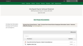 RevTrak/RegWerks - Orchard Farm School District