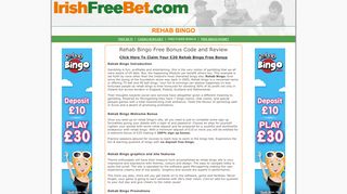 Rehab Bingo - Join Rehab Bingo for a €20 Free Bonus - Irish Free Bet