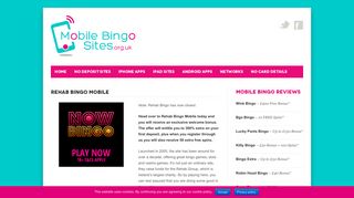 Rehab Bingo Mobile | Get £30 Bonus + 50 FREE Spins Here!