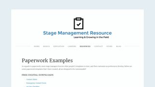 Paperwork Examples — Stage Management Resource