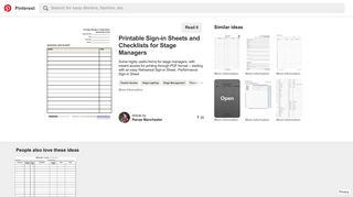 Printable Sign-in Sheets and Checklists for Stage Managers - Pinterest