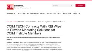 CCIM TECH Contracts With REI Wise to Provide Marketing Solutions ...