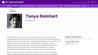 Tanya Reinhart - Arts & Science - NYU