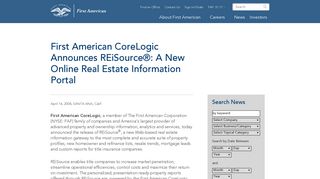 First American CoreLogic Announces REiSource®: A New Online ...