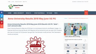 Anna University Results 2018 May June UG PG - RejinpaulNetwork.com