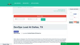 DevOps Lead at Dallas, TX Rekruiteasy - Jobisite