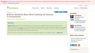 BYUtv's Relative Race Now Casting for Season 3 Contestants