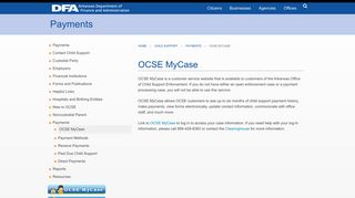 OCSE MyCase | Department of Finance and ... - Arkansas DFA