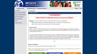 Michigan State Disbursement Unit (MiSDU) > Home Page
