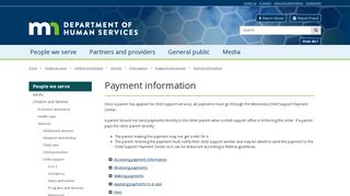 Payment information / Minnesota Department of Human Services