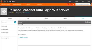Reliance Broadnet Auto Login Win Service / Wiki / Home - SourceForge