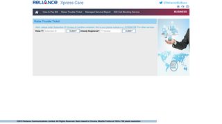 Raise Trouble Ticket - Xpress Care - Reliance Communications