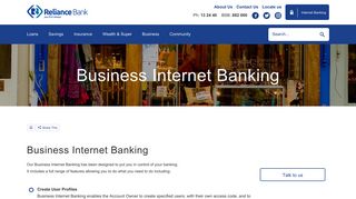 Business Internet Banking - Reliance Bank