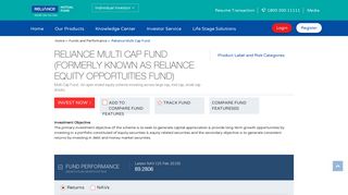 Reliance Multi Cap Fund | Reliance Mutual Fund
