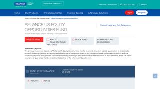 Reliance US Equity Opportunities Fund NAV | Reliance Mutual Fund