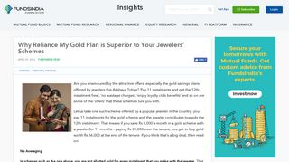 Why Reliance My Gold Plan is Superior to Your Jewelers ... - FundsIndia