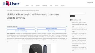 How to Change JioFi Password | WiFi Router Login ... - Jio User