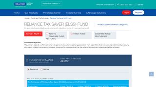 Reliance Tax Saver ELSS Fund - Reliance Mutual Fund