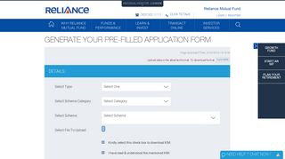 Generate your Pre-Filled Application Form - Reliance Mutual Fund