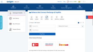 Oxigen Wallet - Reliance Netconnect Online Bill Payment