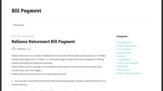 Reliance Netconnect Bill Payment