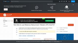 internet - Not Able to use Reliance Netconnect+ Modem ZTE AC2737 ...