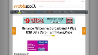 Reliance Netconnect Broadband + Plus USB Data Card- Tariff,Plans ...