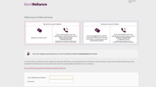 Login Screen - Kent Reliance Online Services