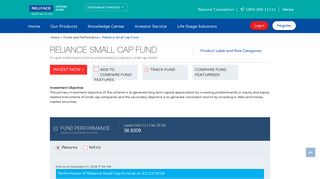 Reliance Small Cap Fund | Reliance Mutual Fund