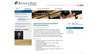 Participant Directed Qualified Plans/401(k) Plans | Reliance Trust