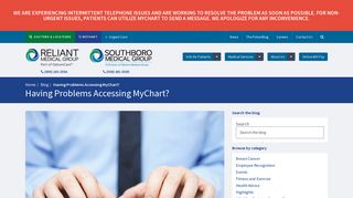 Having Problems Accessing MyChart? - Reliant Medical Group